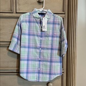 Janie and Jack Plaid Button Down Shirt Size 5 NWT